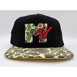 Mtv Camouflage Adjustable Snapback Hat Cap Camo Camouflage Black and Red NEW TV